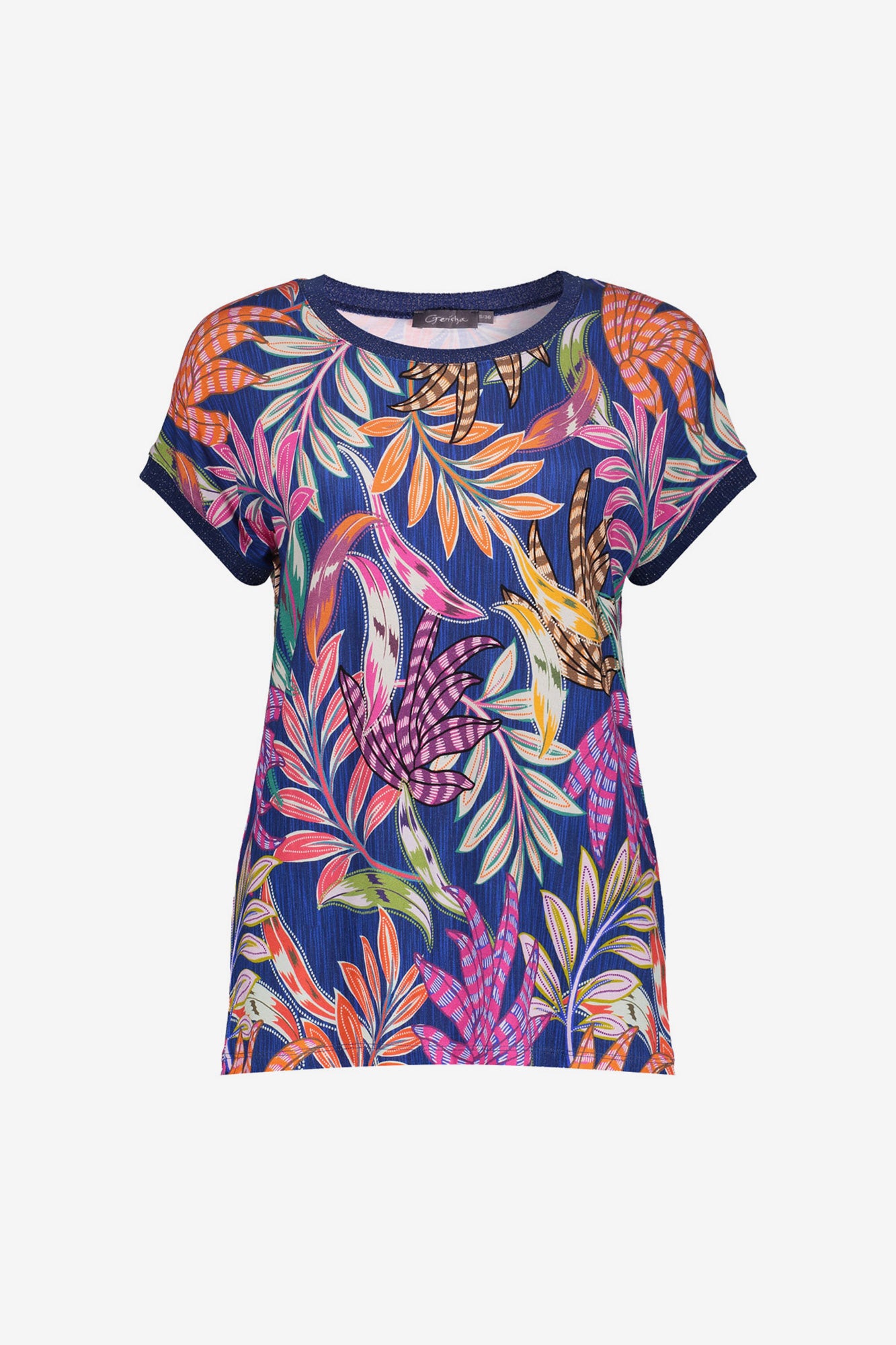 Geisha jersey T-shirt met ronde hals en glitterdetail