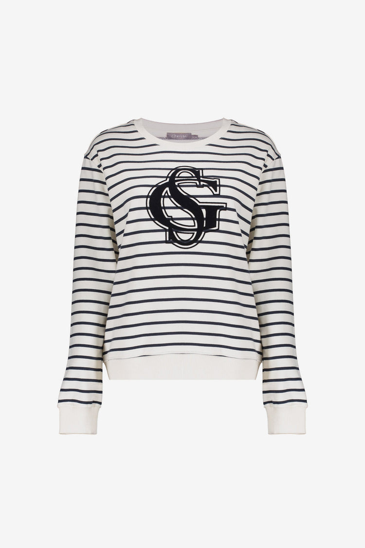 Geisha sweater met strepen en logo