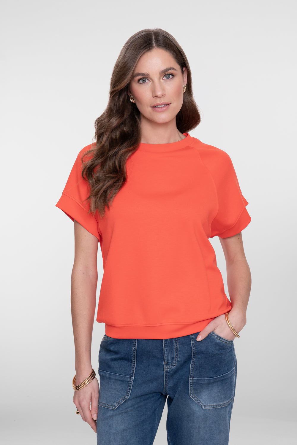 Geisha sweater scuba met korte mouwen