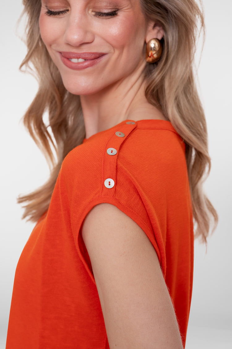 Geisha top met aangeknipte mouw oranje
