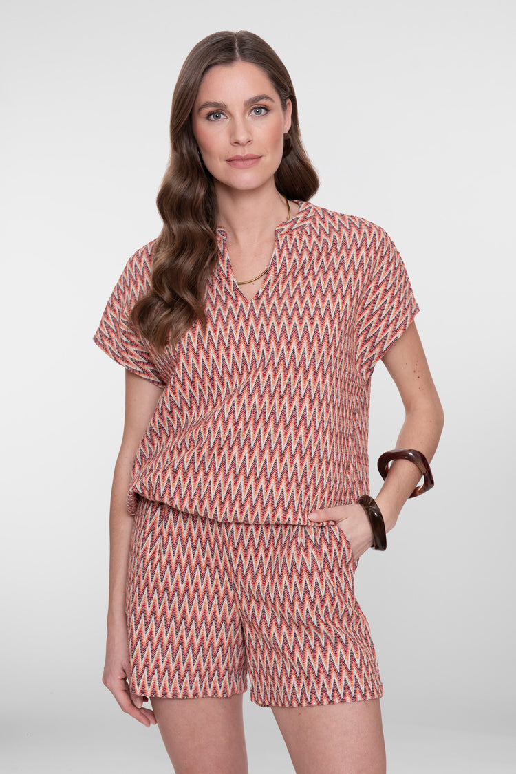 Geisha top met aztek print