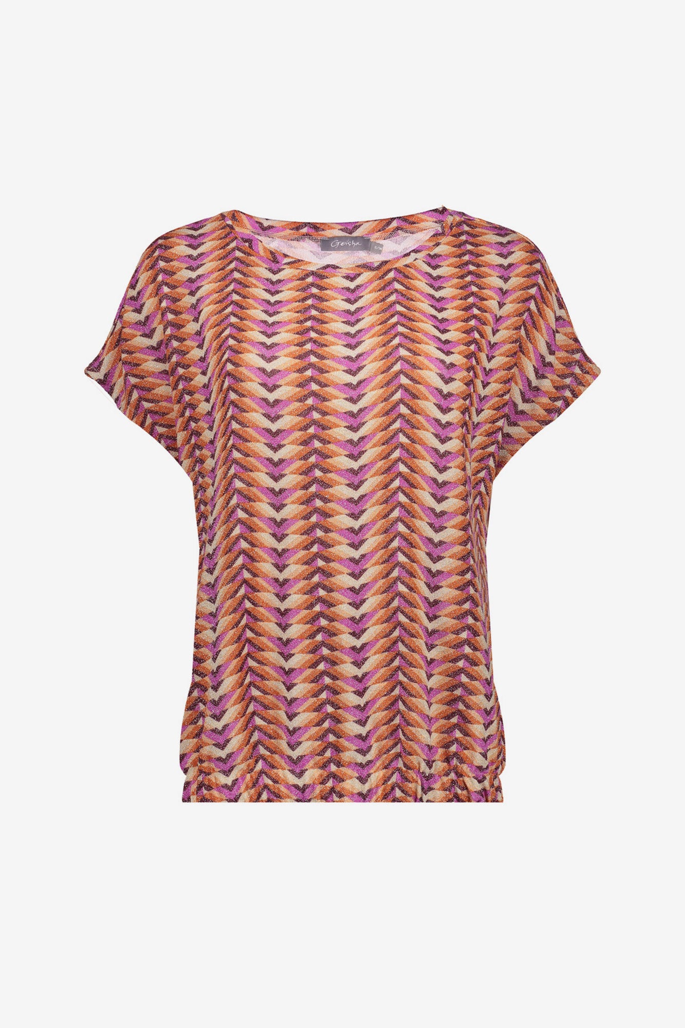 Geisha top met grafische print en lurex