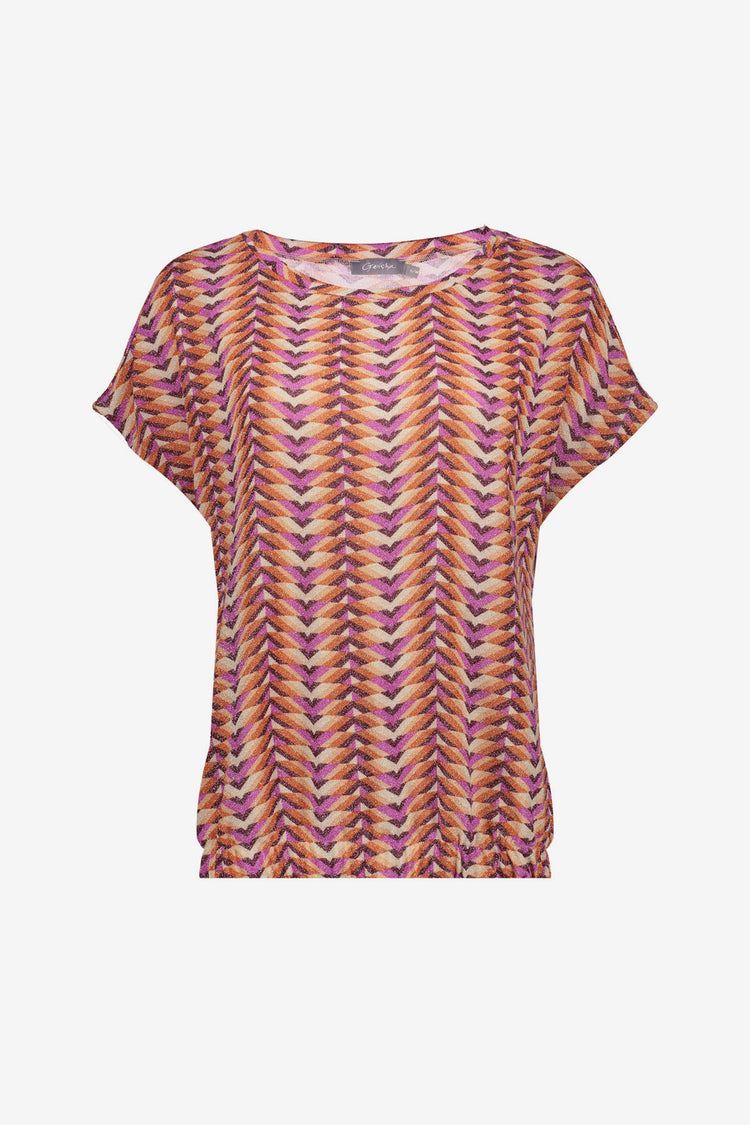 Geisha top met grafische print en lurex