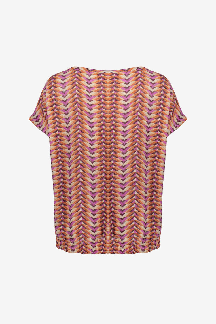 Geisha top met grafische print en lurex