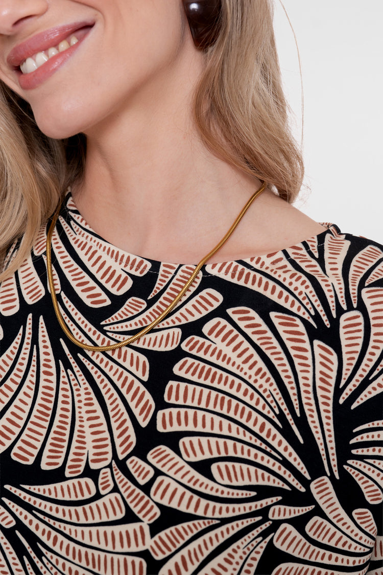 Geisha top met print en comfortabele tricot kwaliteit