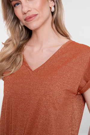 Geisha T-shirt met lurex en V-hals