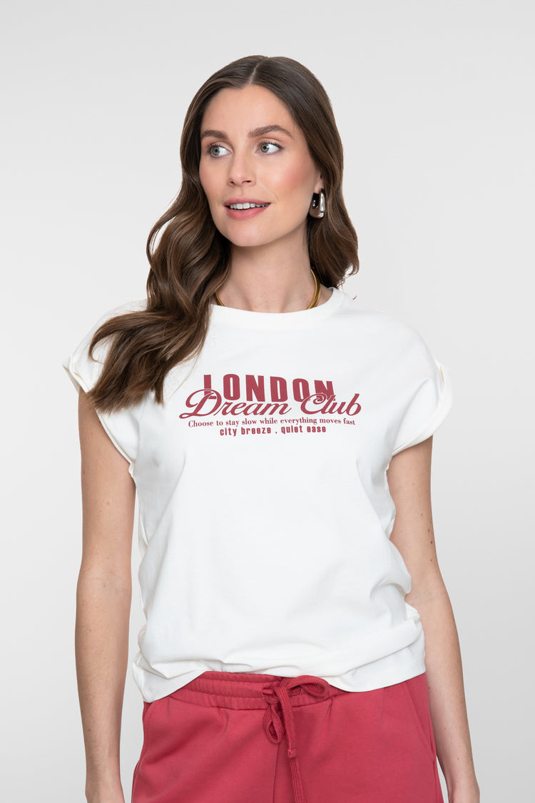 Geisha T-shirt 'London dream club' met omgeslagen korte mouwen