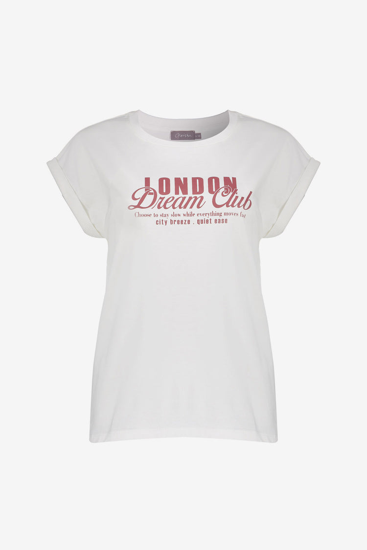 Geisha T-shirt 'London dream club' met omgeslagen korte mouwen