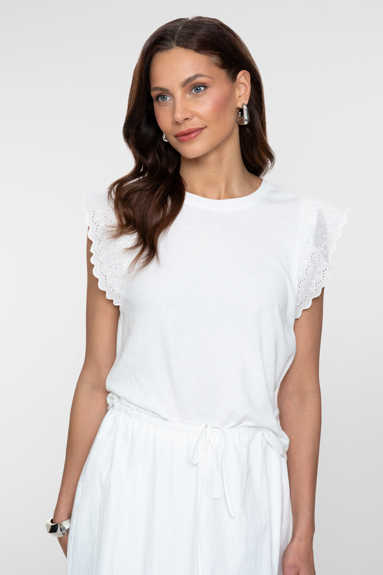 Geisha T-shirt  met sierlijke broderie mouwen