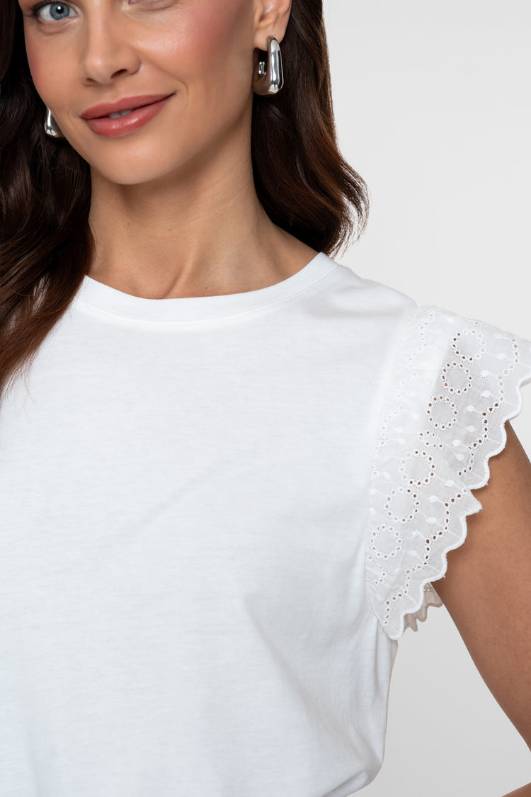 Geisha T-shirt  met sierlijke broderie mouwen