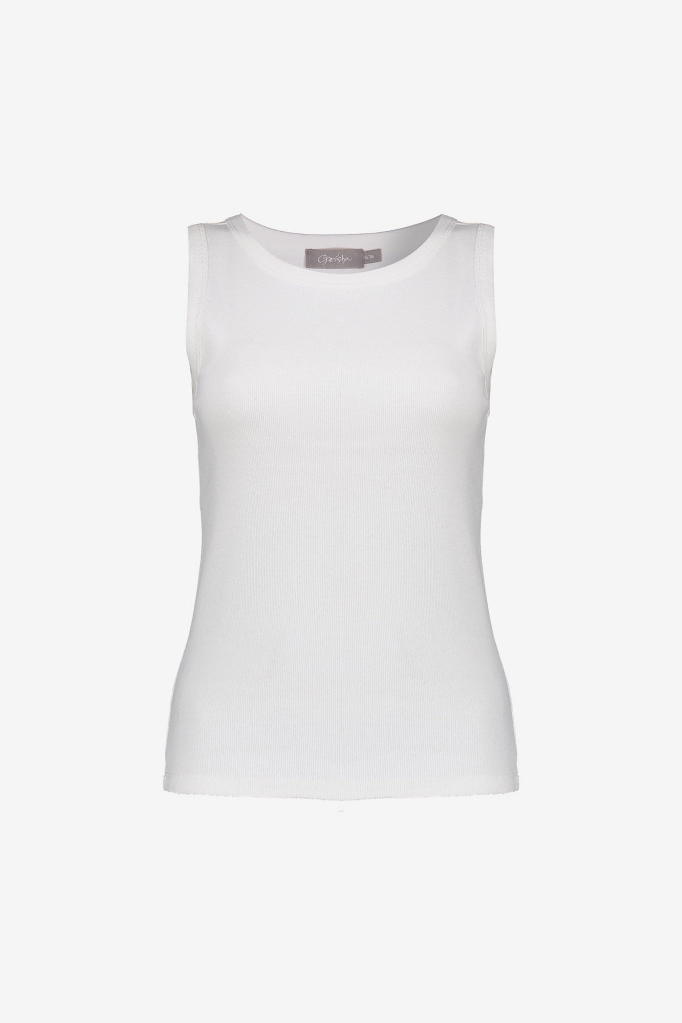 Geisha rib singlet met ronde hals en aansluitende pasvorm