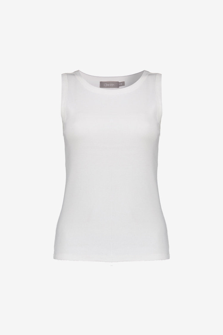 Geisha rib singlet met ronde hals en aansluitende pasvorm