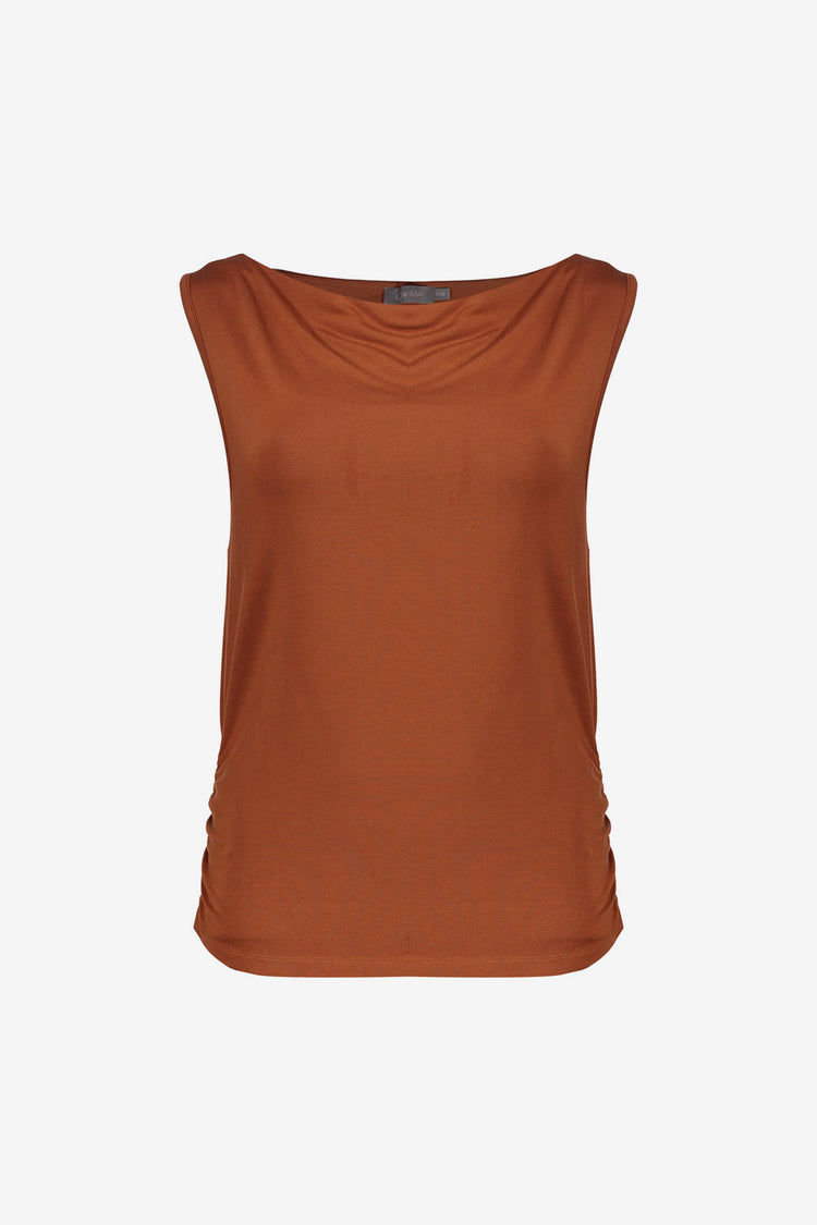 Geisha top met watervalhals en elegante drapering