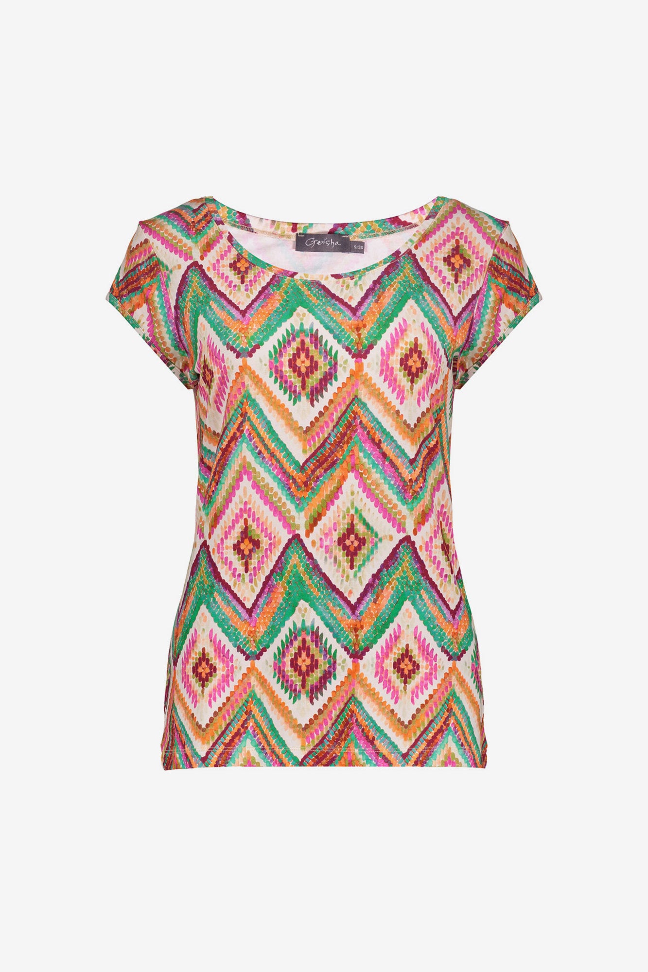 Geisha T-shirt in tricot met grafische print en soepele pasvorm