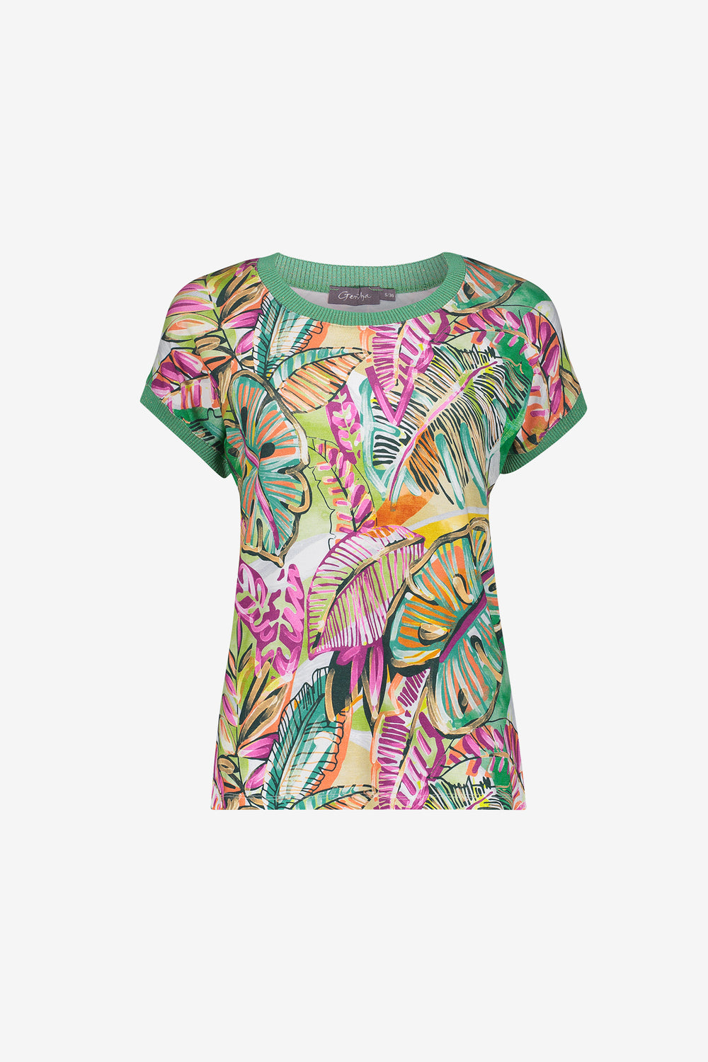 Geisha T-shirt met grafische print en ribboorden met lurex