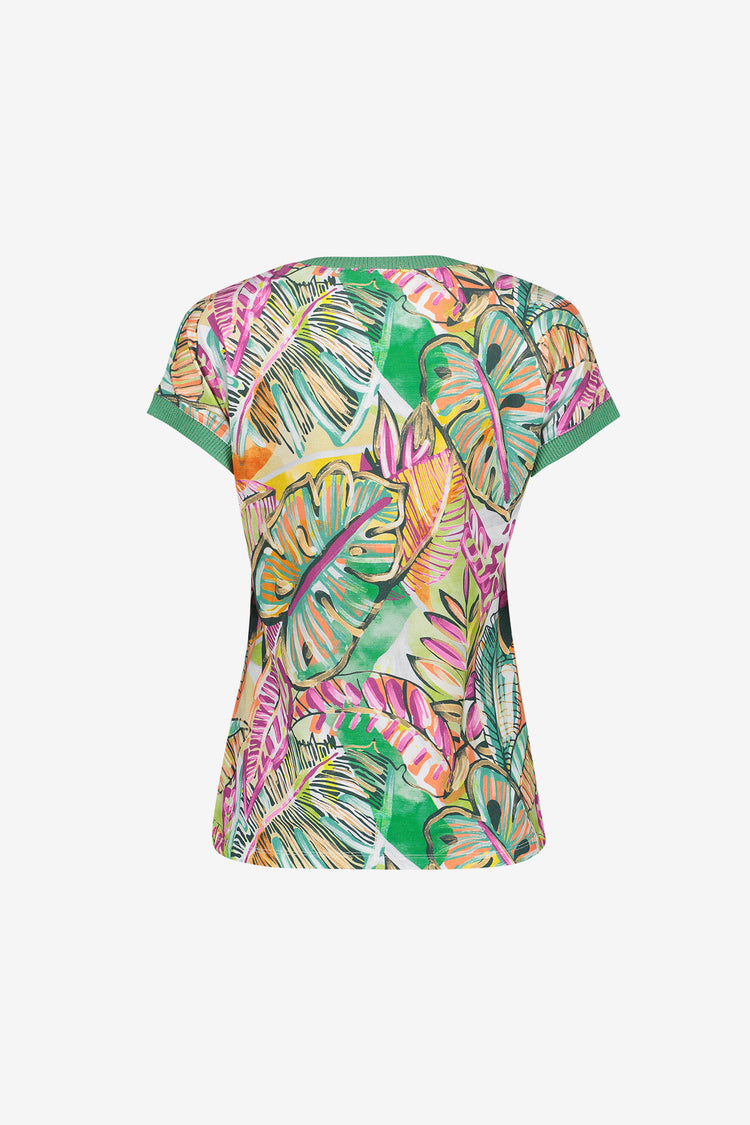 Geisha T-shirt met grafische print en ribboorden met lurex