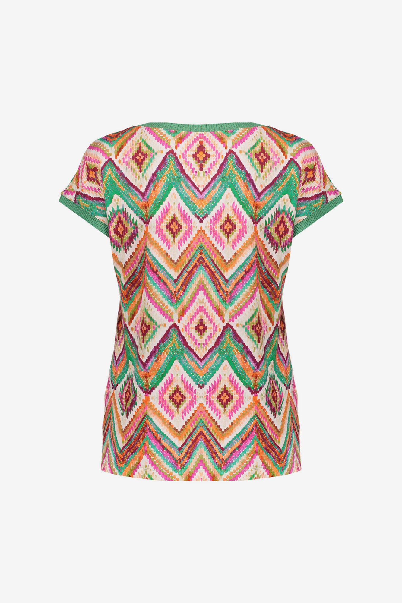 Geisha T-shirt met grafische print en ribboorden met lurex