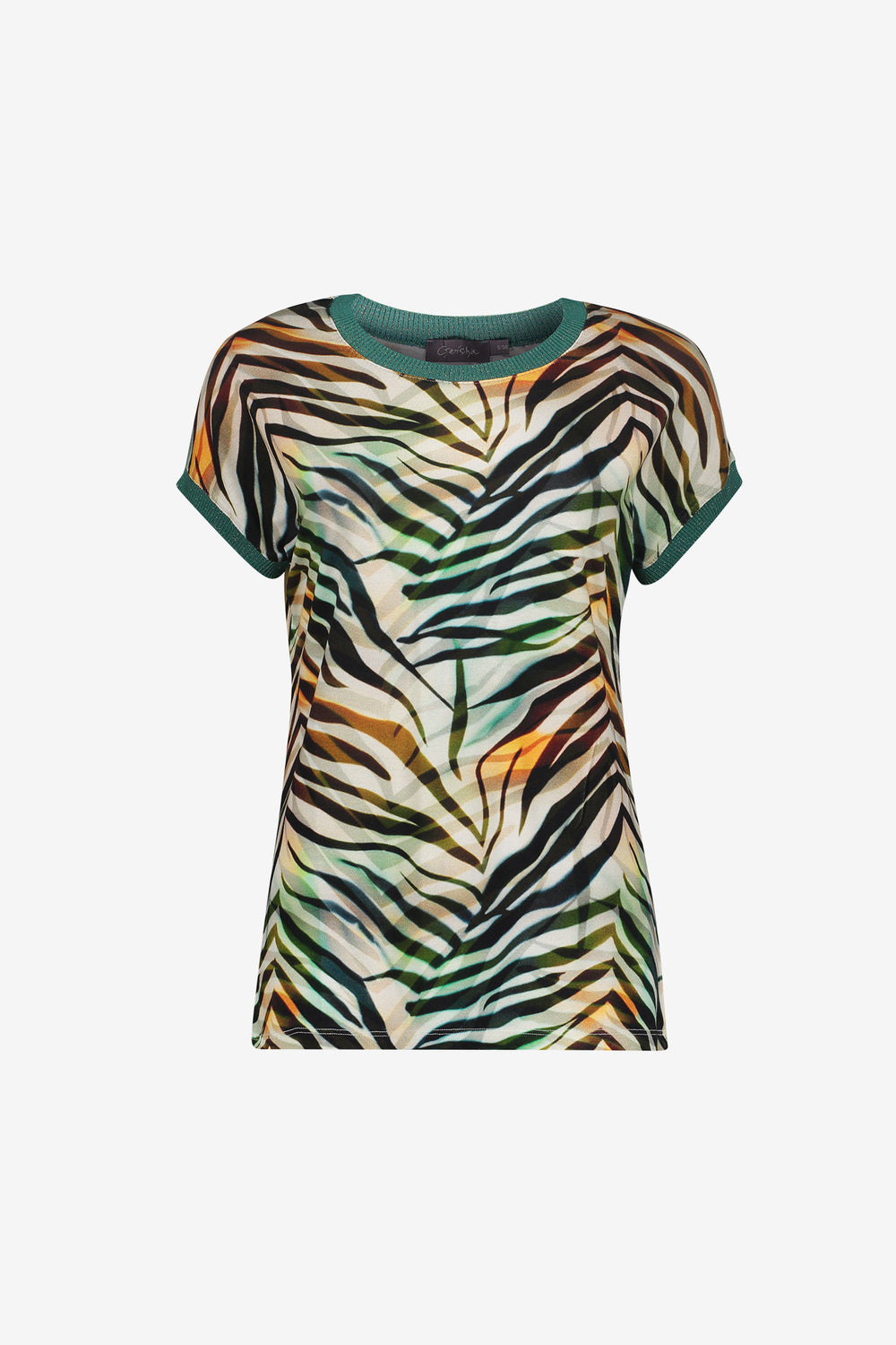 Geisha T-shirt met grafische print en ribboorden met lurex