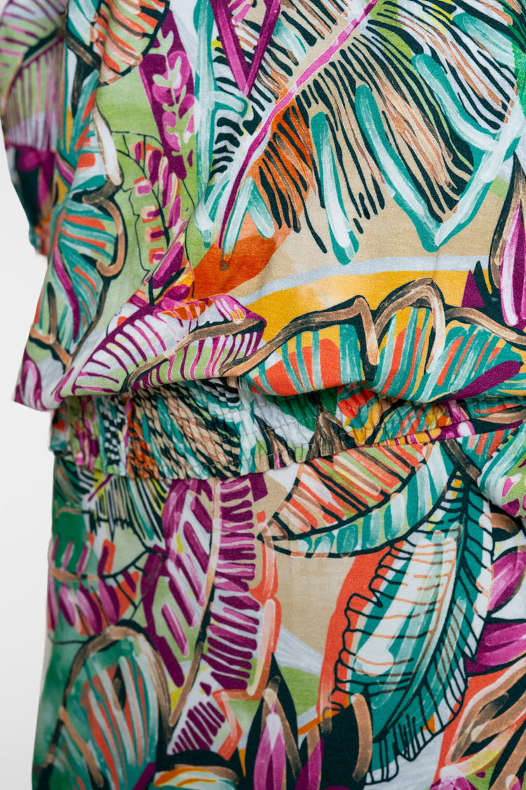 Geisha top met print en smockdetail