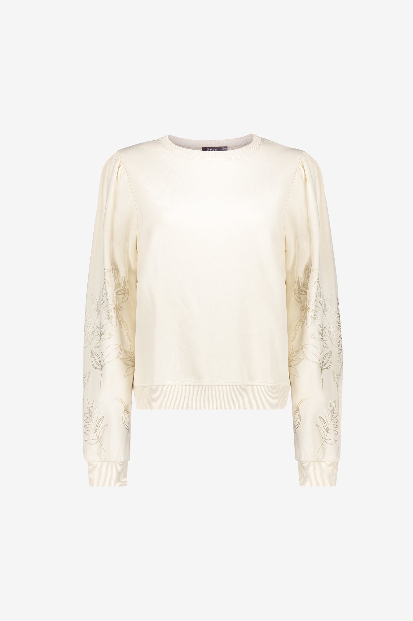 Geisha sweater met geborduurde bloemenmouwen