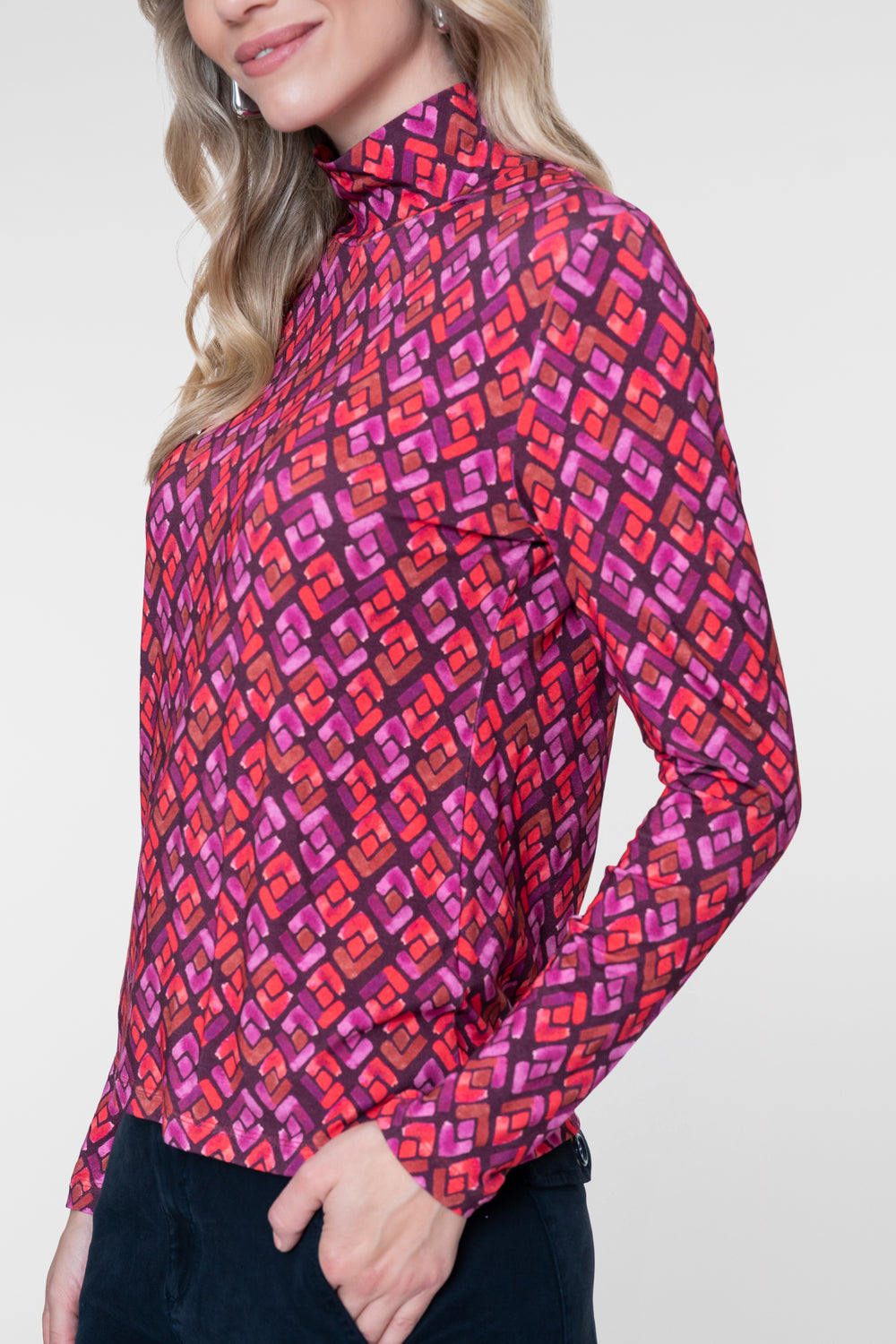 Geisha top met grafische print en col