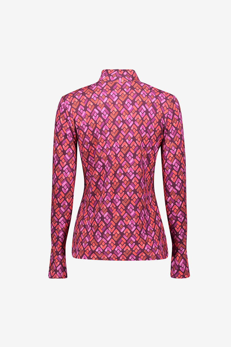 Geisha top met grafische print en col