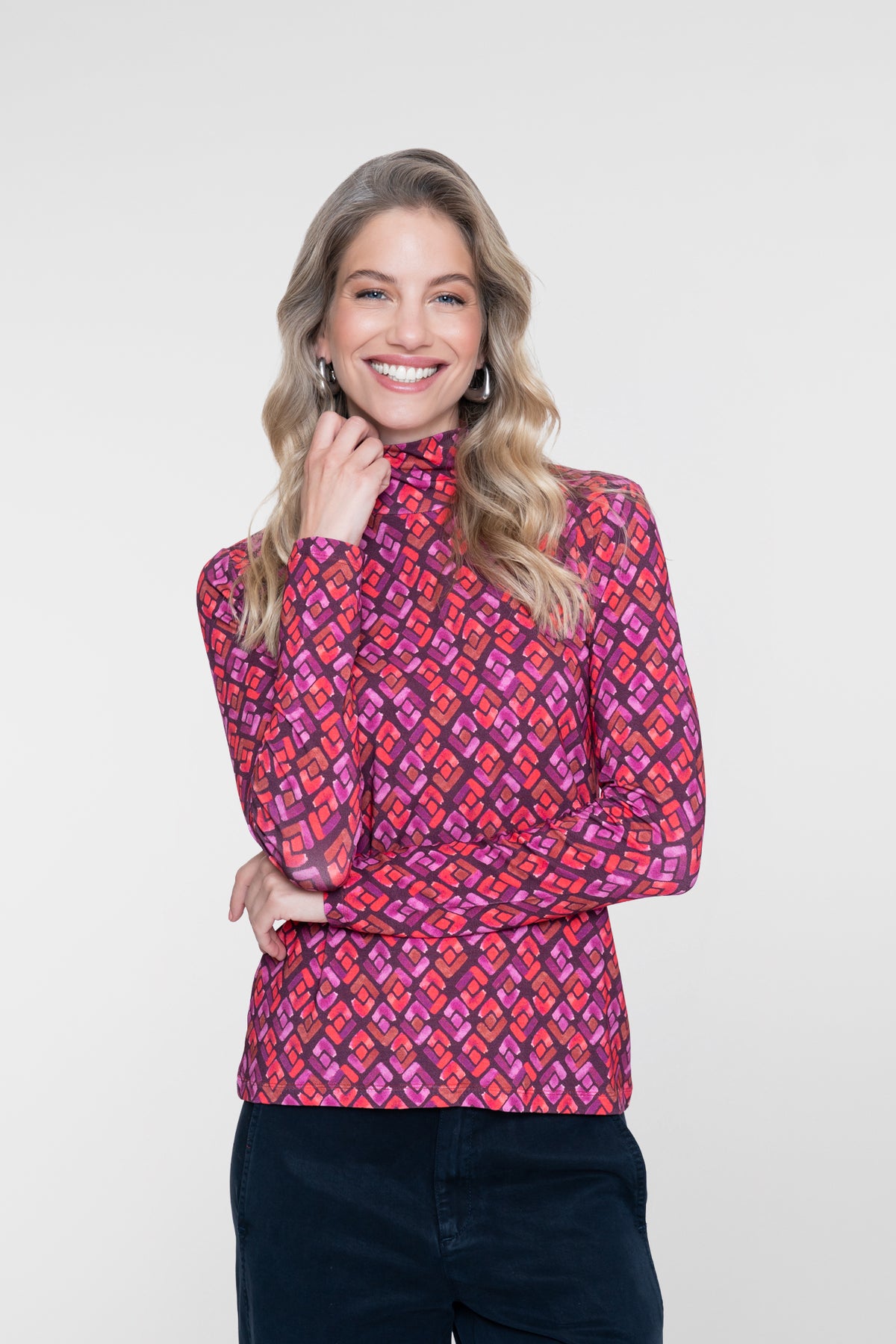Geisha top met grafische print en col – Shop de look