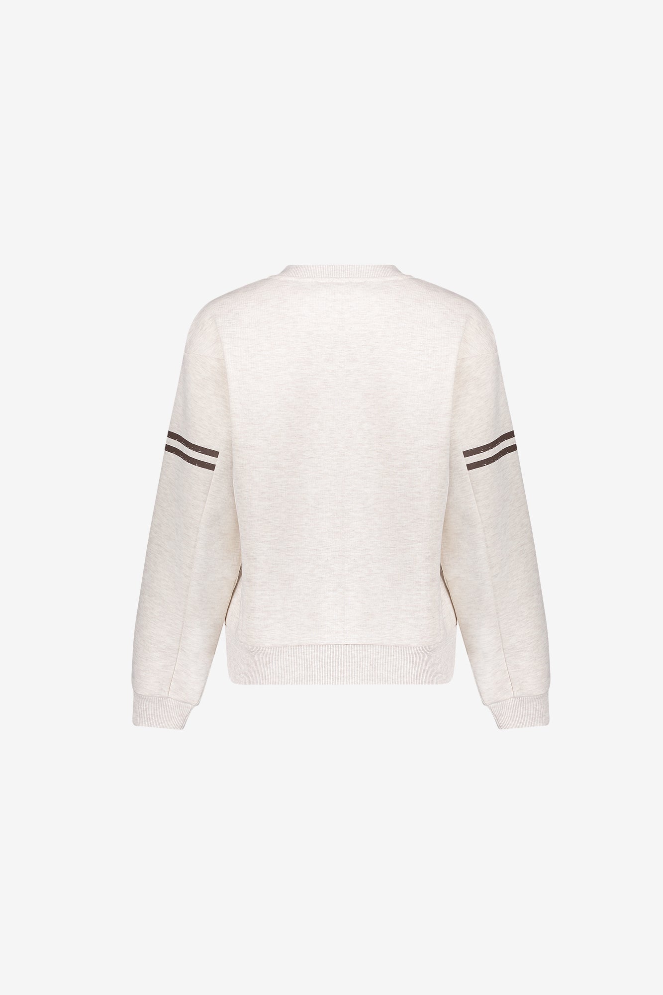 Geisha sweater in greige melange met sportieve print