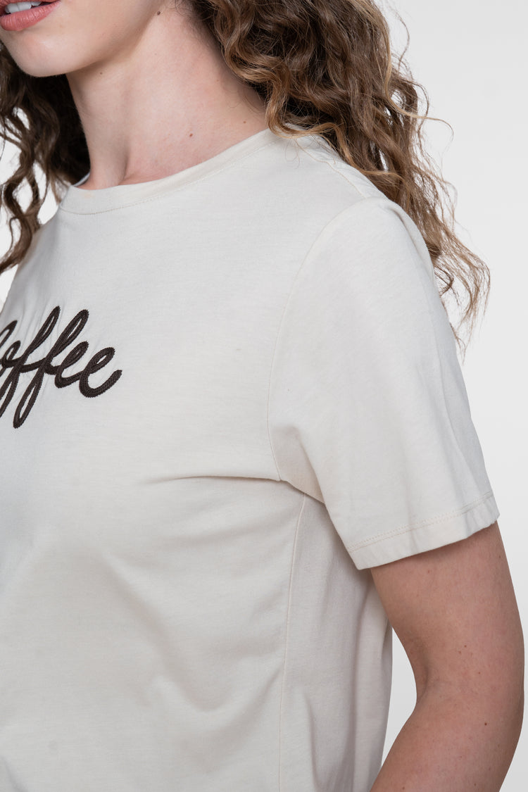 Geisha T-shirt met ''Coffee'' borduursel
