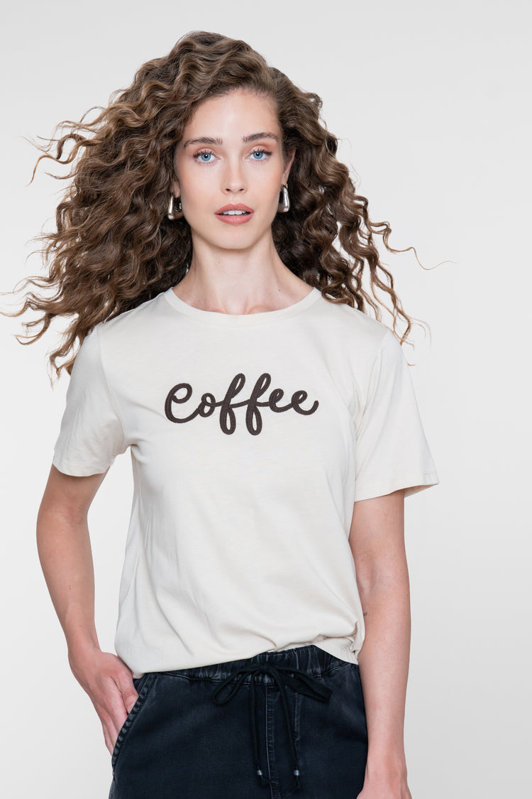 Geisha T-shirt met ''Coffee'' borduursel
