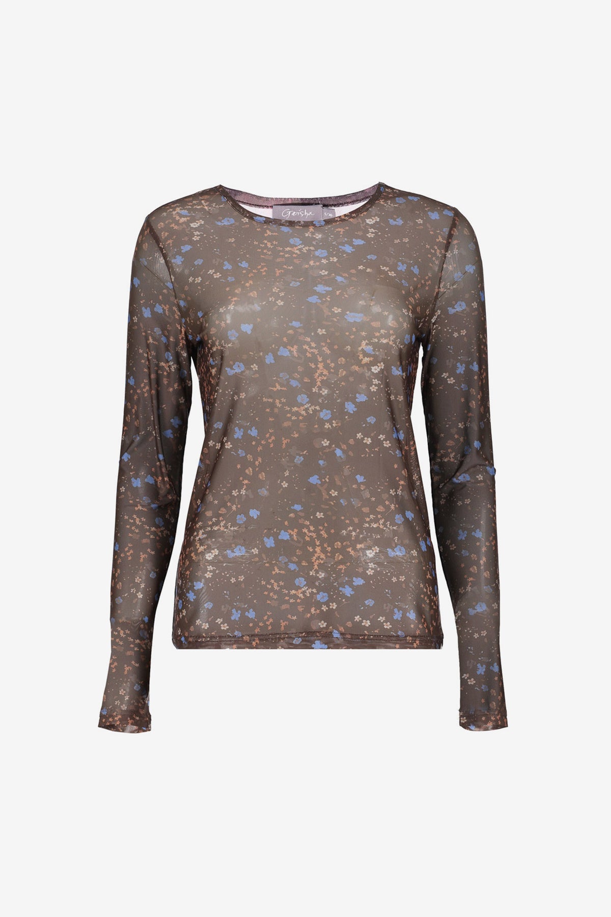 Geisha mesh top met bloemenprint