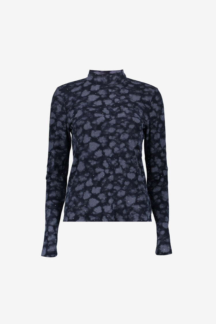 Geisha top met dessin, rhinestones en turtle neck