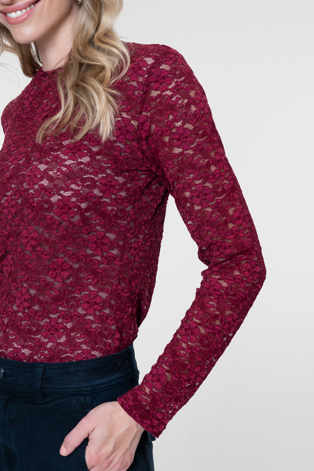 Geisha lace top met bloemenkant