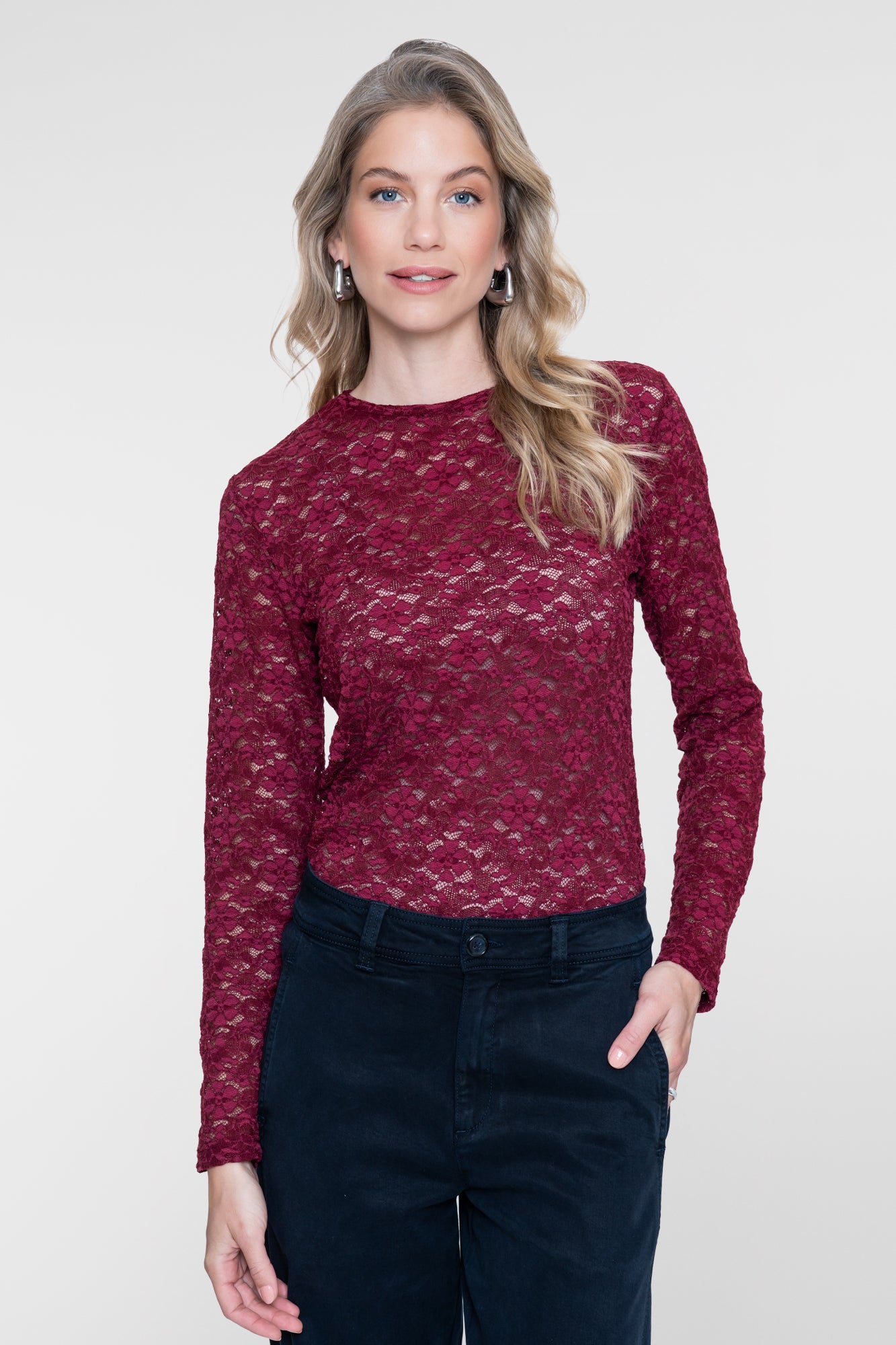 Geisha lace top met bloemenkant