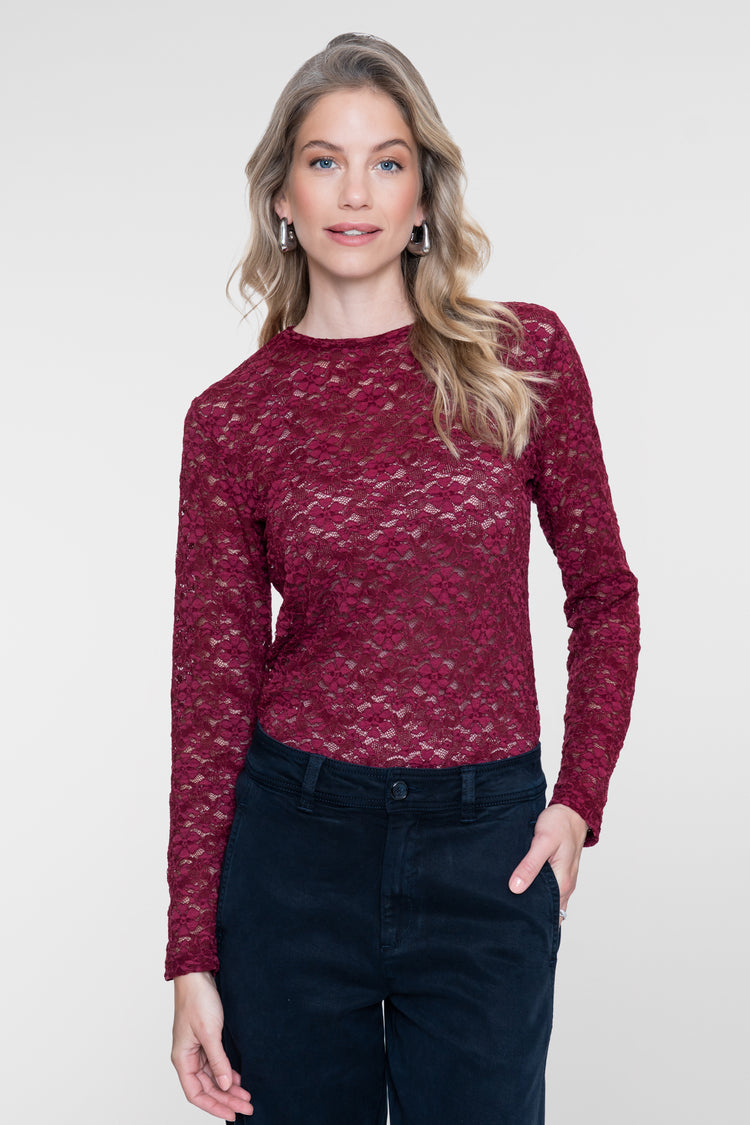 Geisha lace top met bloemenkant