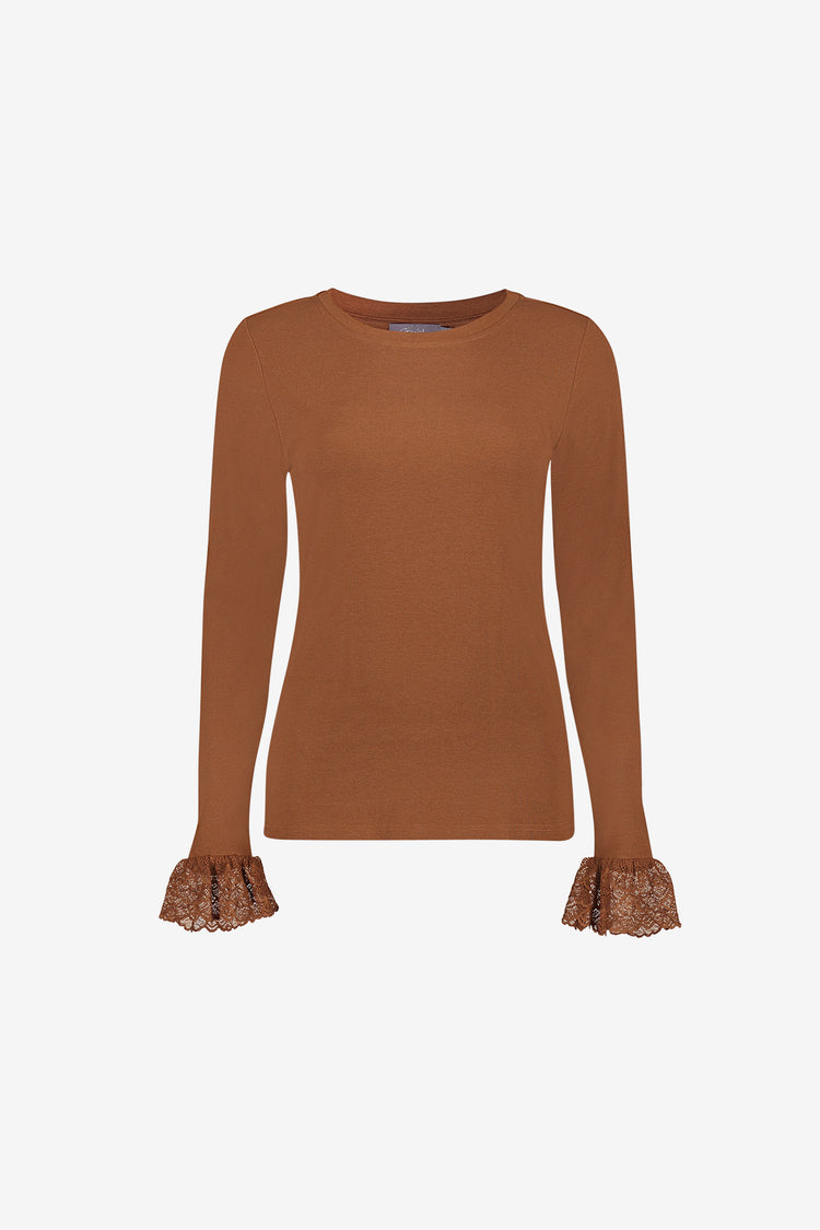 Geisha longsleeve top met kanten mouwdetail