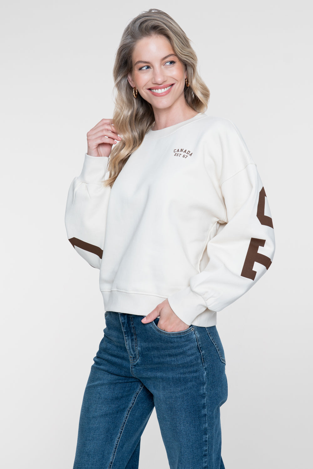 Geisha sweater met Toronto backprint en sportieve uitstraling