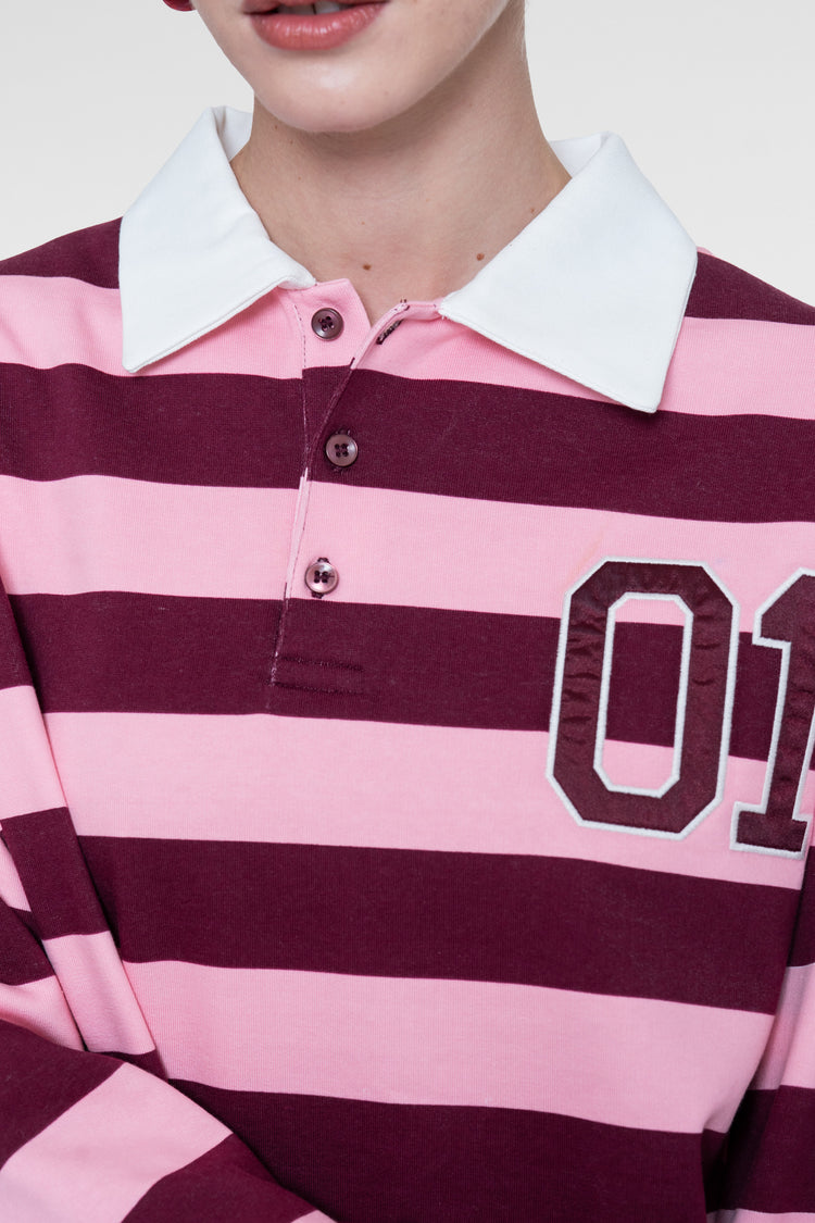 Geisha polo met strepen en sportieve details