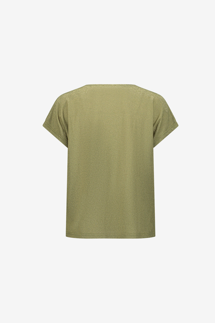 Geisha glanzende top met watervalhals in groen