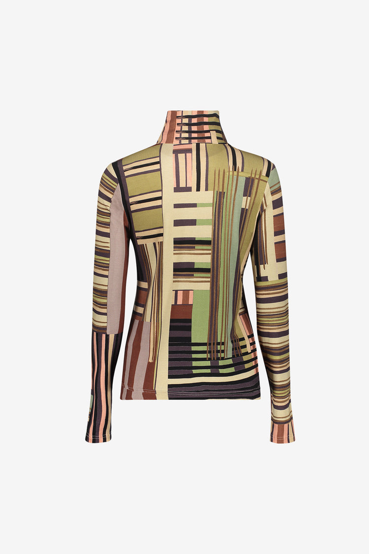 Geisha turtleneck top met retro print en comfortabele stretch