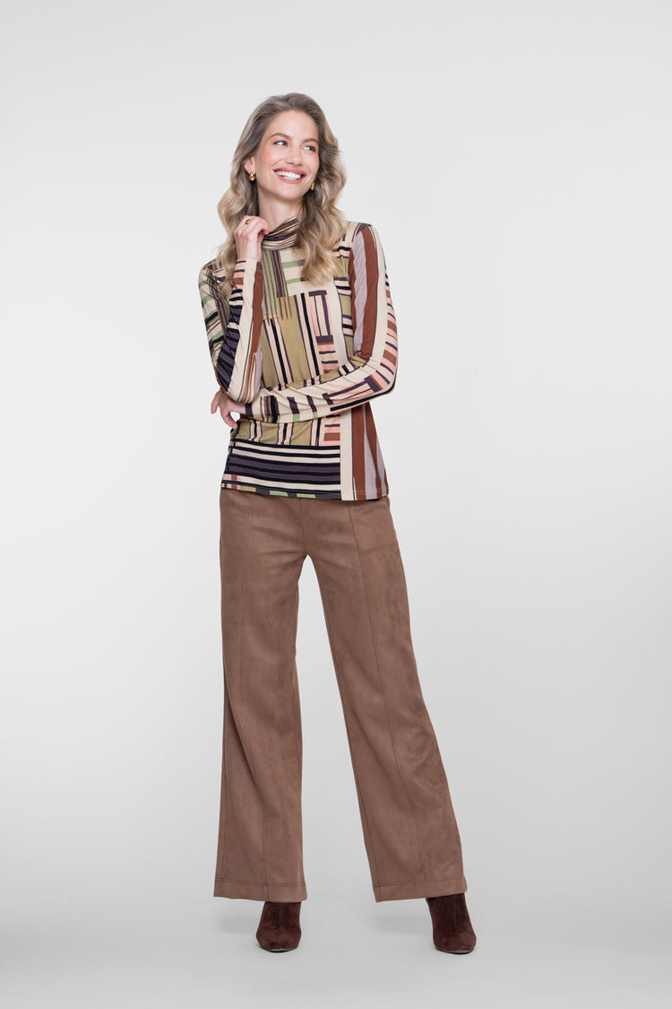 Geisha turtleneck top met retro print en comfortabele stretch