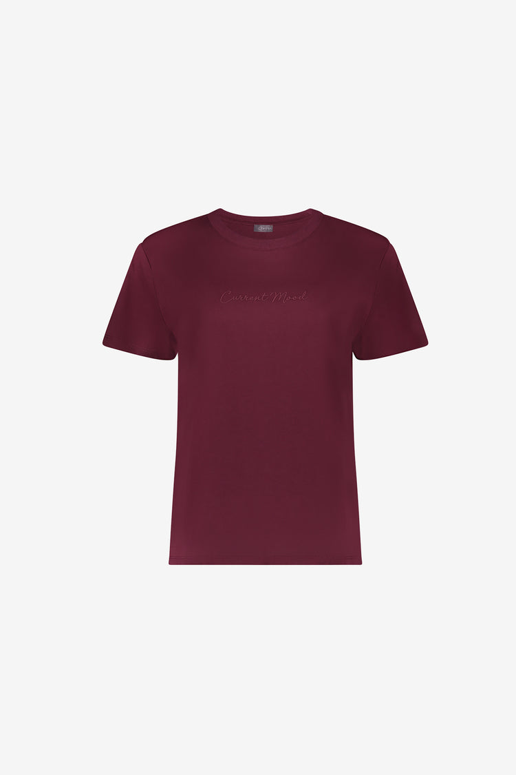 Geisha T-shirt met geborduurde Current Mood tekst