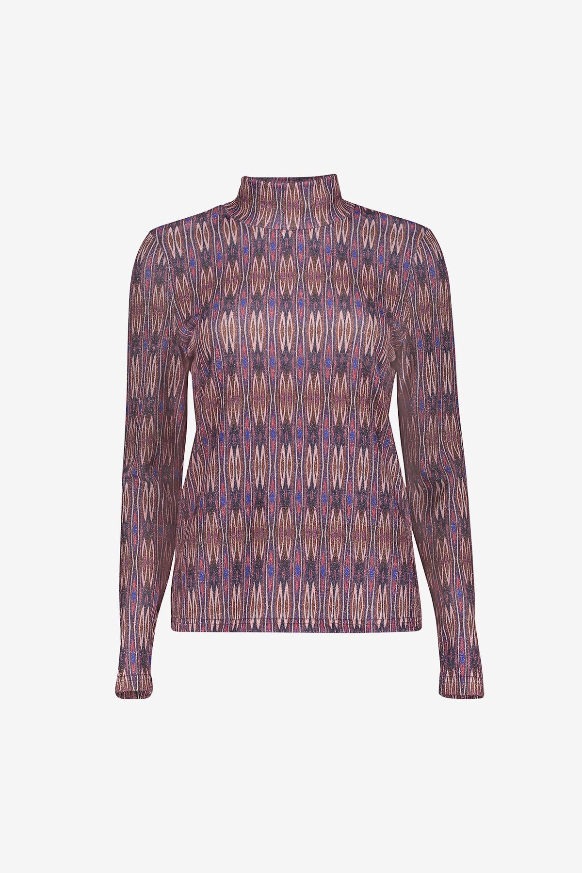 Geisha top met grafische print en gerimpelde hals