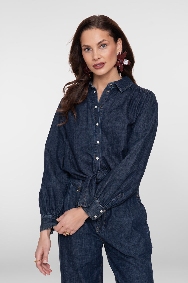 Geisha cropped denim strikblouse