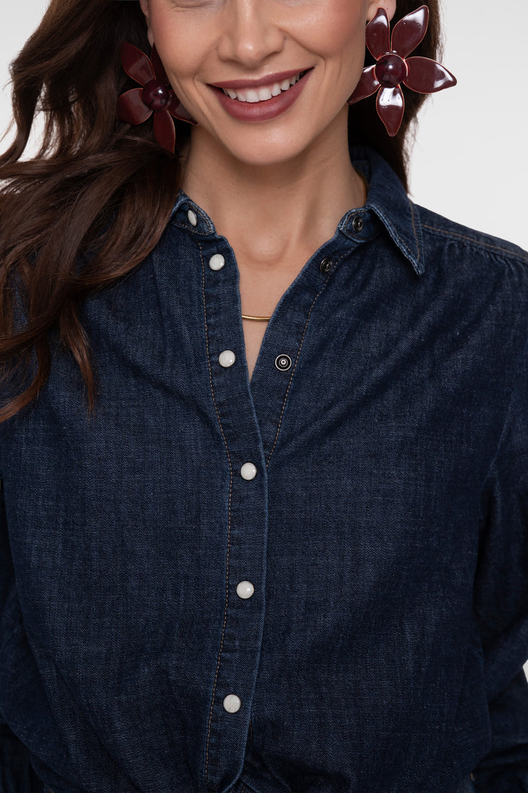 Geisha cropped denim strikblouse