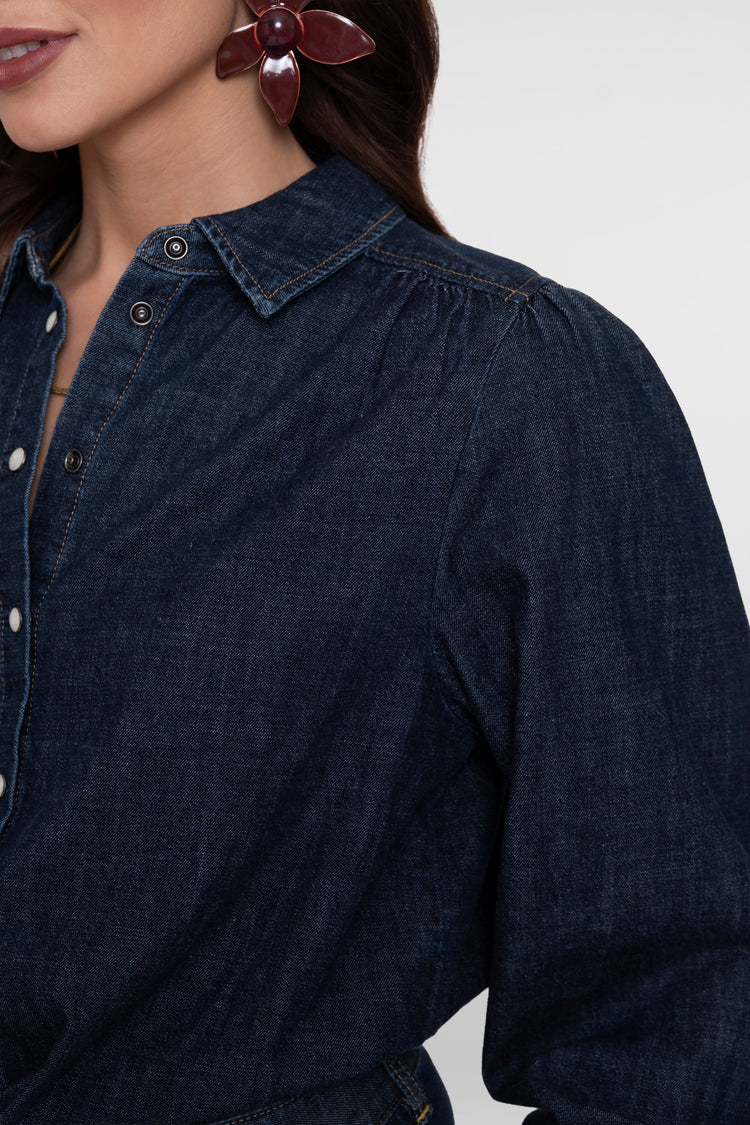 Geisha cropped denim strikblouse