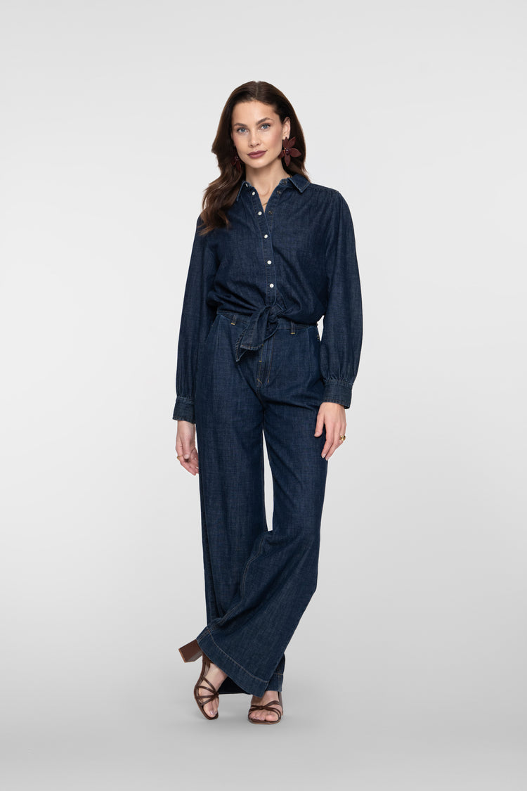 Geisha cropped denim strikblouse