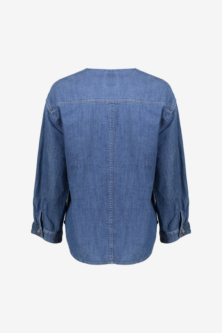 Geisha denim blouse met V-hals