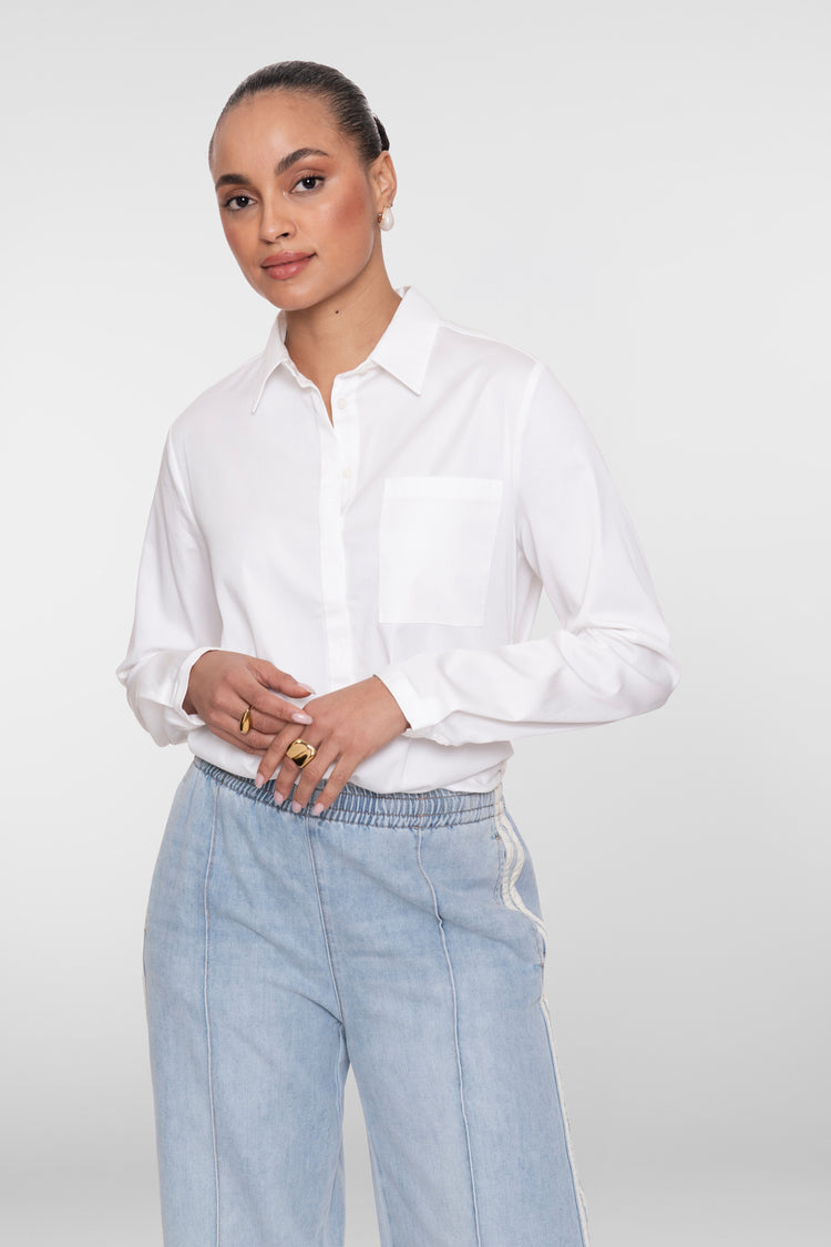 Geisha witte damesblouse met relaxed pasvorm