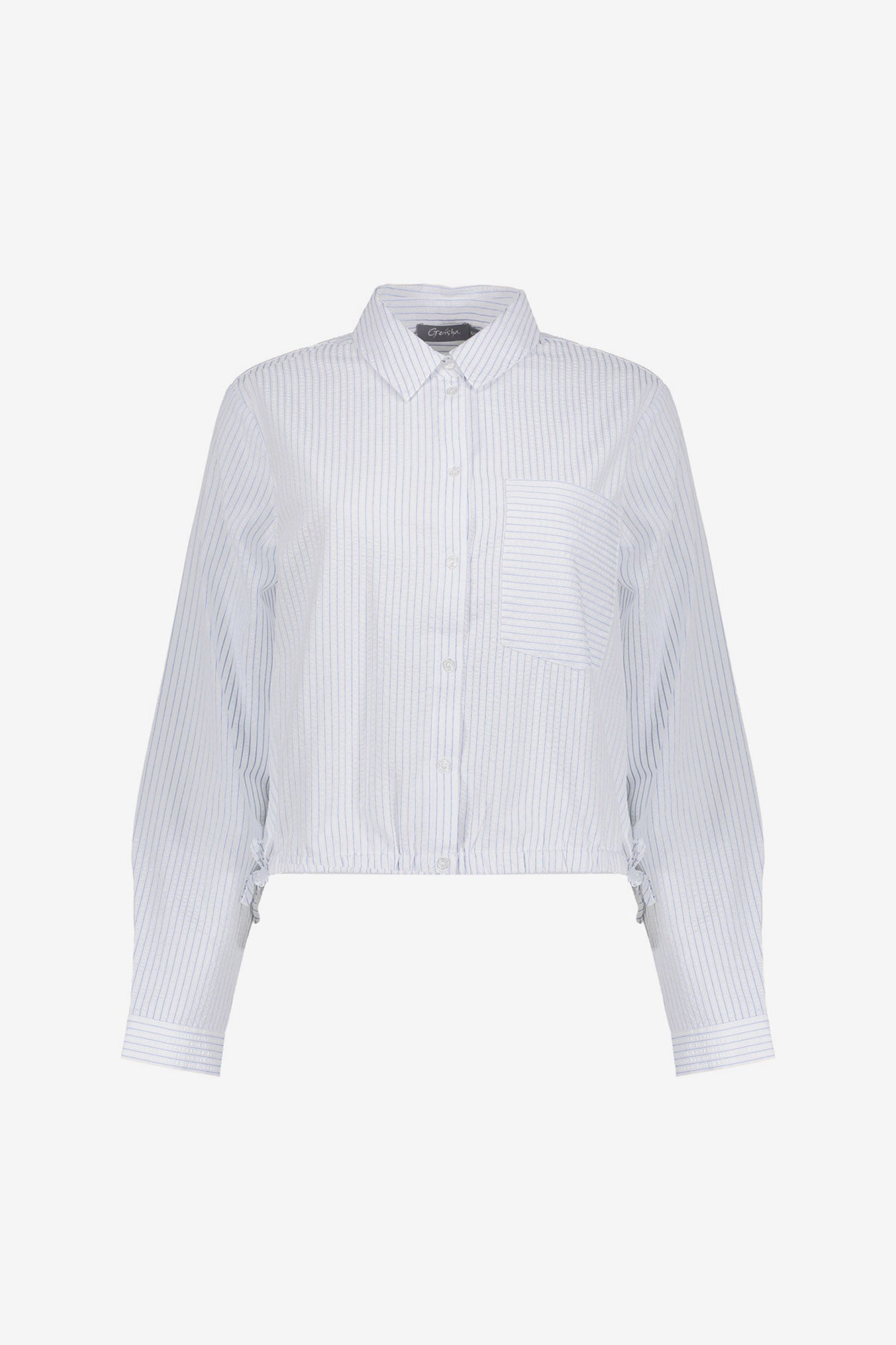 Geisha blouse met blauw en wit strepen